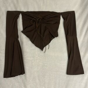 Brown long sleeve flare shirt